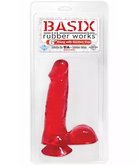 Basix 6 Inch Dong W Suction Cup Red