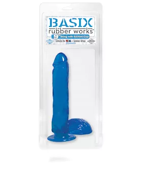 Basix 9 Inch Dong W Suction Cup Blue