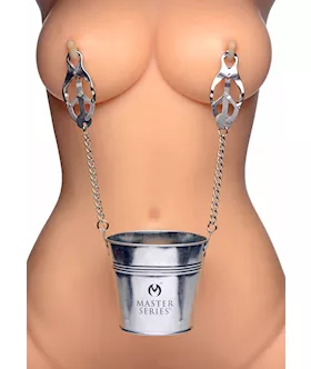 Slave Bucket Labia And Nipple Clamps