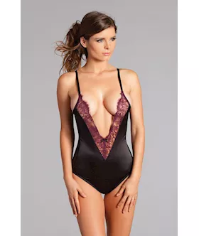 Claire Teddy - Eyelash Lace And Opaque Front Teddy