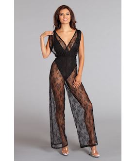 Groaned Jump - Lace Overlay Jumpsuit And Bodysuit