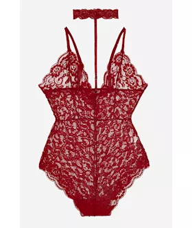 Sexy Lace Teddy With Lace Choker