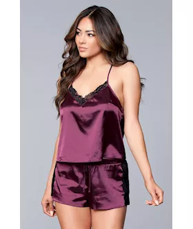 Two-piece Relaxed Fit Satin Cami And Short Set