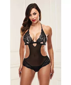 Open Sides Teddy With Lace Detailing