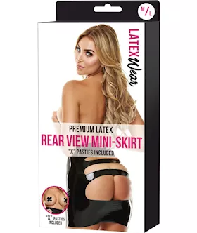 Premium Latex Open Back Rear View Mini Skirt  SM