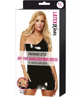 Premium Latex Over The Shoulder Mini Dress - M/l
