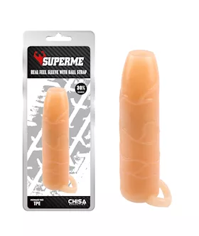 Real Feel Sleeve Penis Extender With Ball Strap