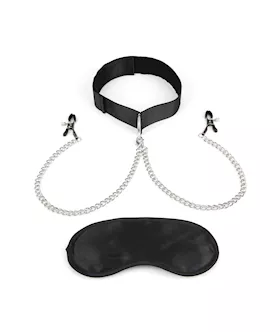 Lux Fetish Collar And Nipple Clips