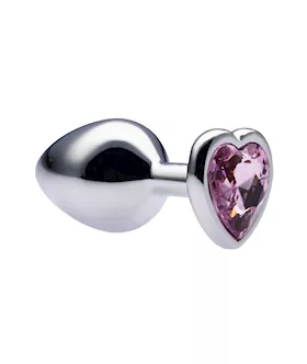 Kink Range Alloy Love Heart Gemmed Butt Plug - 3.2 Inch