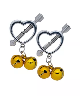 Kink Range Heart Nipple Clamps with Bells
