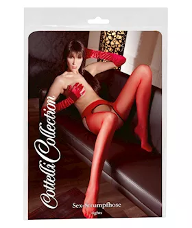 Suspender Tights Red L/xl
