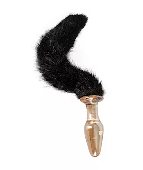 Frisky and Furry Glass Butt Plug with Tail