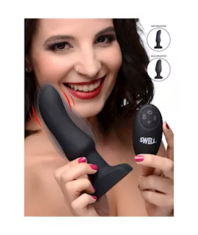 Swell Inflatable 10x Vibrating Curved Silicone Anal Plug - 6.25 Inch