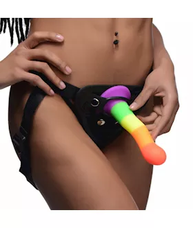 Proud Rainbow Dildo Harness - 7.2 Inch
