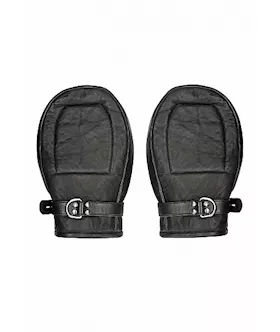 Bondage Mittens Padded With Metal Teeth-black