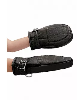 Bondage Mittens Padded With Metal Teeth-black