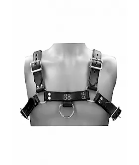 Leather Male Chest Harness- Black