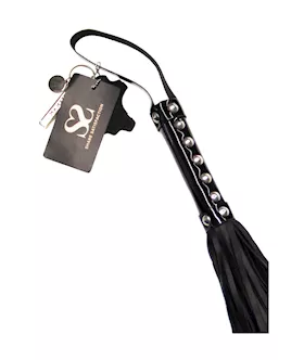 Bound X Leather Flogger With Patent Handle
