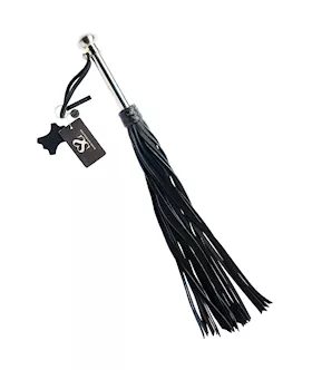Bound X Calfskin Flogger with Rounded Metal Handle