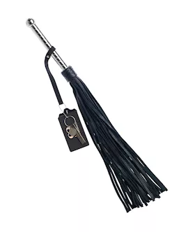 Bound X Calfskin Flogger With Spiral Metal Handle