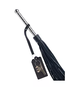 Bound X Calfskin Flogger With Spiral Metal Handle