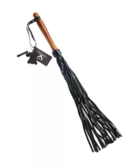 Bound X Calf Leather Flogger With Wooden Handle