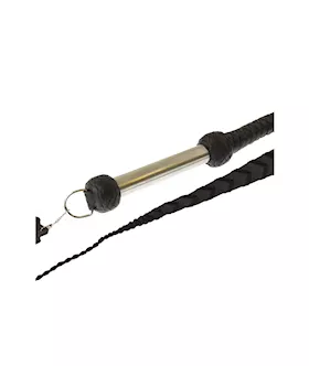 Bound X Heavy Leather Leaf Tip Whip With Metal Handle