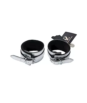 Bound X Silver Metallic Leather Wrist Cuffs