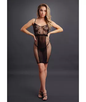 Knee-length Lace And Fishnet Dress  
