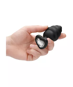 Extra Large Ribbed Diamond Heart Plug