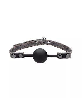 Silicone Ball Gag - With Roughened Denim Straps 