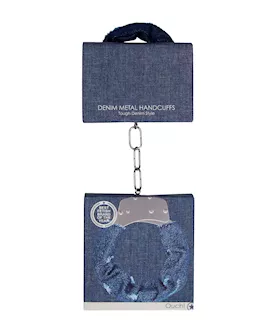 Denim Metal Handcuffs - Roughened Denim Style 