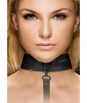 Denim Collar - With Leash - Roughened Denim Style 