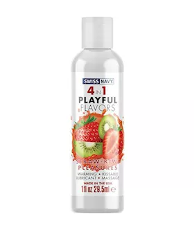 Swiss Navy 4-in-1 Playful Flavours Lubricant - Straw-kiwi Pleasures - 30ml