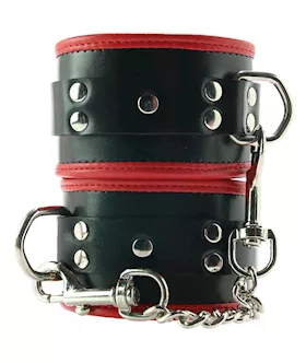 Rouge Leather Padded Wrist Cuffs
