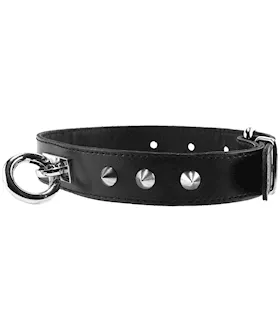 Rouge Leather Thin Studded Collar