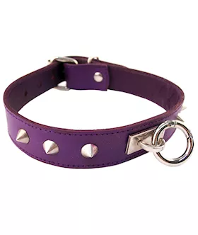 Rouge Leather Thin Studded Collar