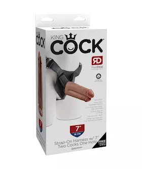 King Cock Strap On Harness With 7 Inch Two Cocks One Hole