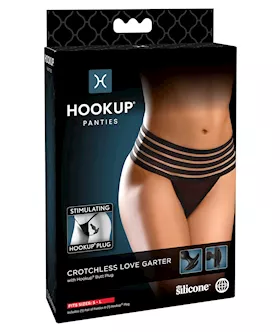 Hookup Panties Crotchless Love Garter  OS