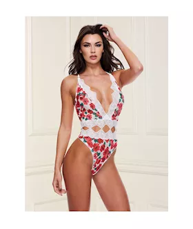 Floral and Lace Diamond CutOut Teddy