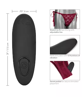 Remote Control Lace Thong Set - One Size