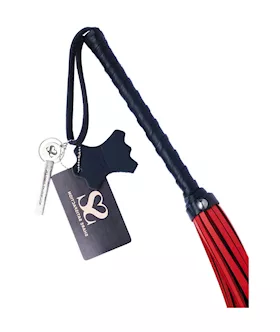 Bound X Saddle Leather Flogger With Lambskin Handle