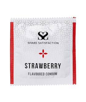 Share Satisfaction Strawberry Flavoured Condom - 3 Pack