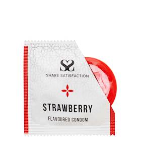 Share Satisfaction Strawberry Flavoured Condom - 3 Pack