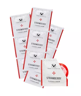 Share Satisfaction Strawberry Flavoured Condoms - 100 Bulk Pack