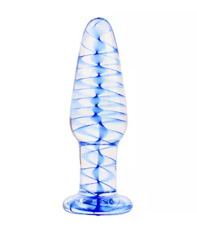 Lucent Tall Swirl Glass Butt Plug