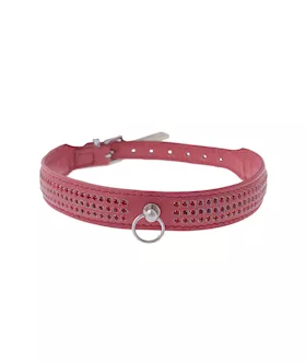 Bound X Pink Collar With Red Rhinestones