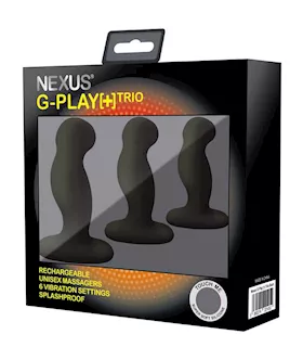 Gplaytrio+ Unisex Rechargeable Vibrator Pack S/m/l Sizes Black