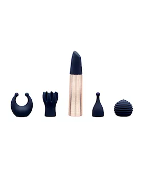 Pillow Talk Secrets Choices  6 Piece Set Navy Blue and Rose Gold