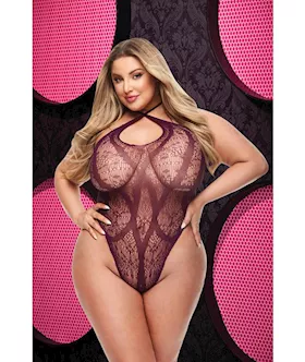 CRISS CROSS LACE TEDDY  PURPLE  Q ENV
